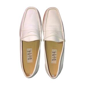 Nine West Bishop Cream All Leather Upper Flat Loafer Shoes
